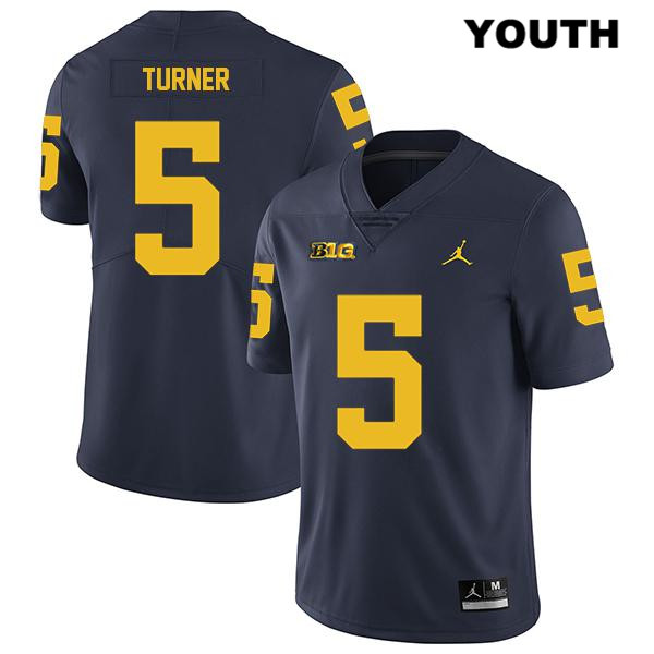 Youth NCAA Michigan Wolverines DJ Turner #5 Navy Jordan Brand Authentic Stitched Legend Football College Jersey HG25F06HY